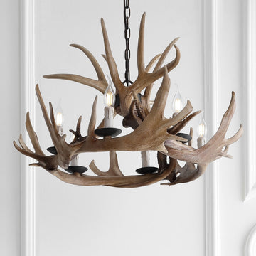 Rudolph Adjustable Resin Antler LED Chandelier - JONATHAN Y